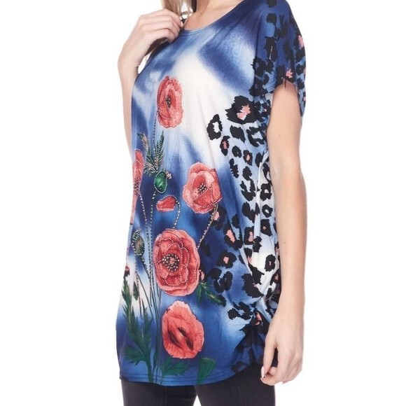 Blue Leopard Flower Rhinestone 2X - Picture 3 of 6